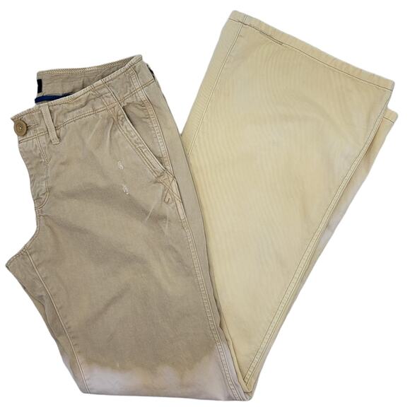 American Eagle Outfitters 100% Cotton Bleach Dye Low Waist Flare Pants - Size 6 - Picture 2 of 10